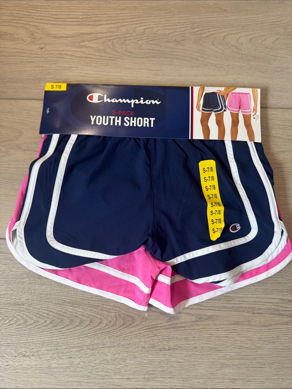 Champion Girls 2-Pack Athletic Shorts - Navy & Pink